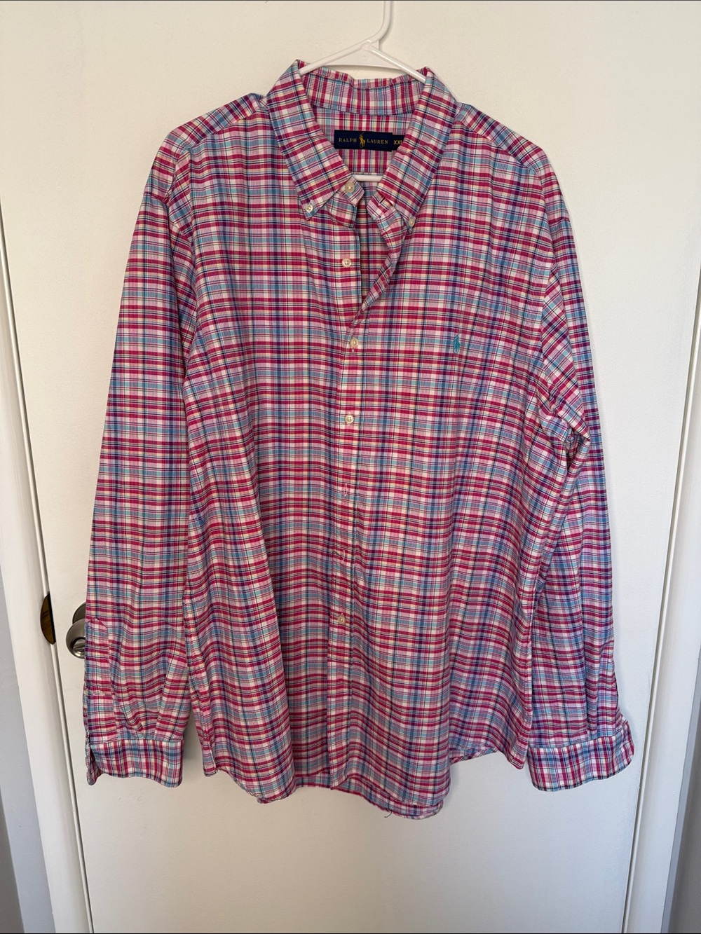 Ralph Lauren Pink Blue Plaid Button-Down Shirt xxl NWT